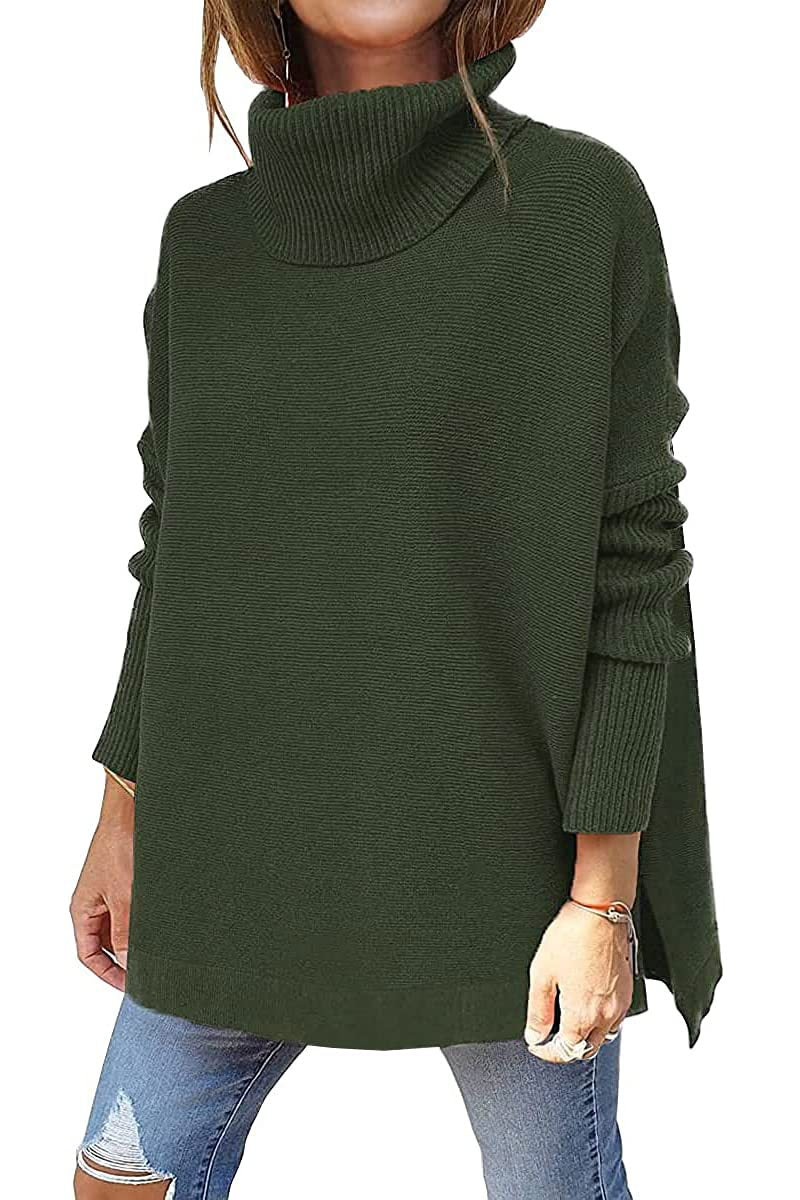 🎅Vente de Noël - 49% DE RÉDUCTION🎅Pull grande taille en tricot à col roulé avec ourlet pour femmes