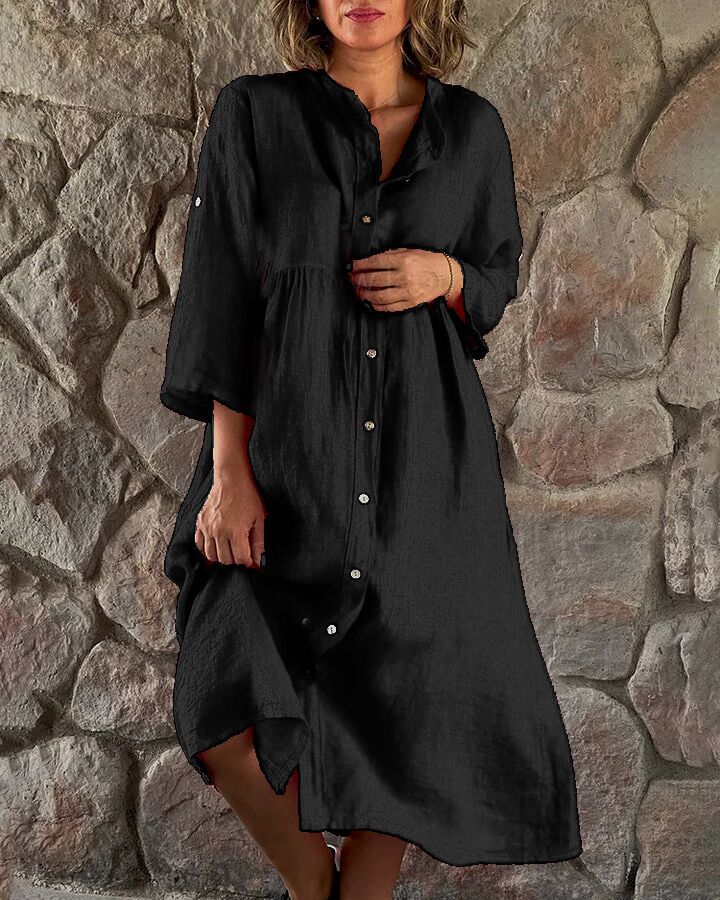 ROBE CHEMISE AMPLE EN COTON ET LIN