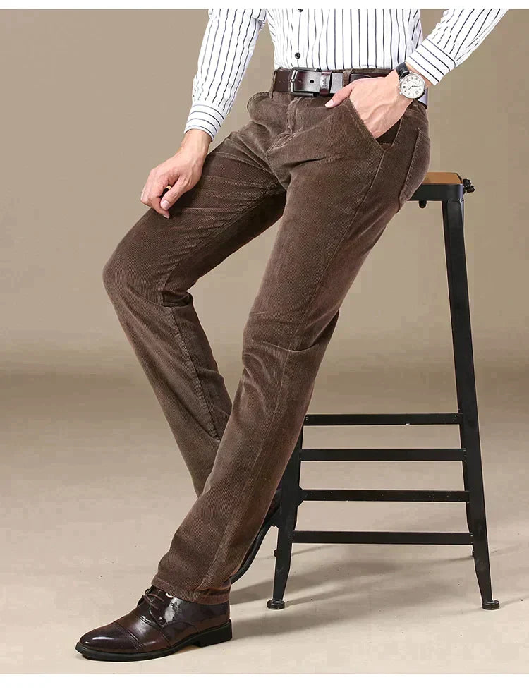 💝Deux pièces livraison gratuite💝Classic fit corduroy pantalon pour hommes（97% coton+ 3% spandex）