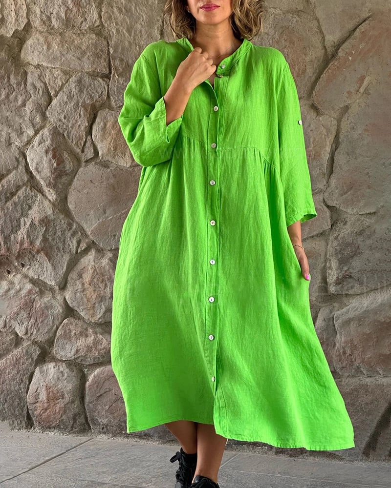 ROBE CHEMISE AMPLE EN COTON ET LIN