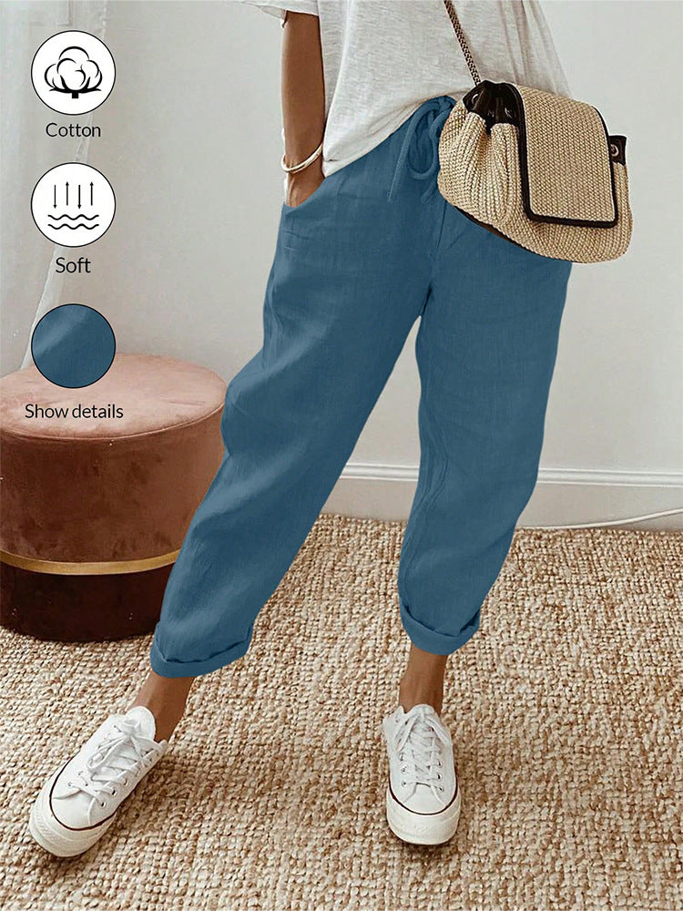 💕49% DE RÉDUCTION💕Pantalon décontracté en coton et lin pour femme