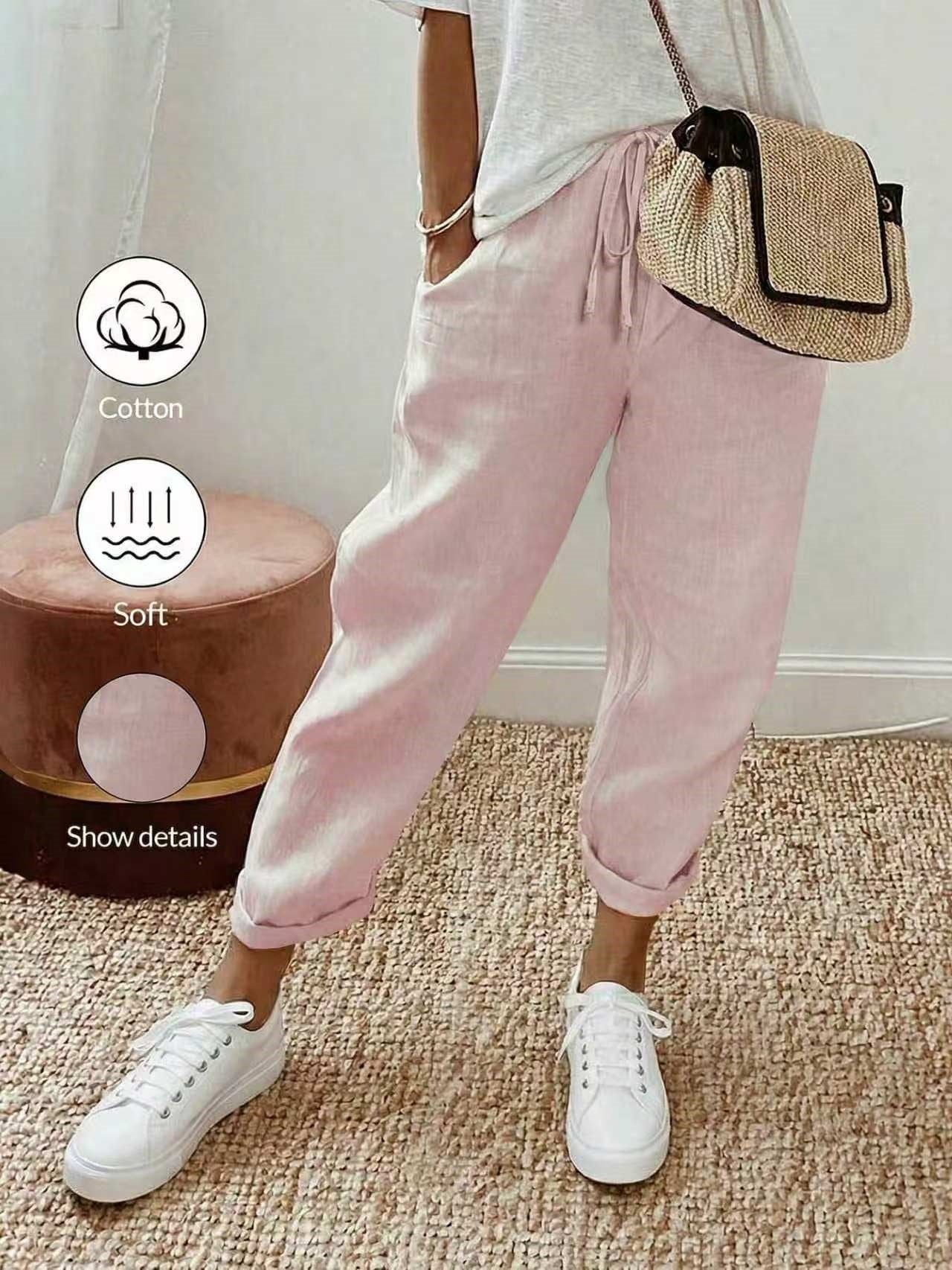 💕49% DE RÉDUCTION💕Pantalon décontracté en coton et lin pour femme