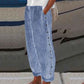 Pantalon rayé bleu confortable avec poches latérales
