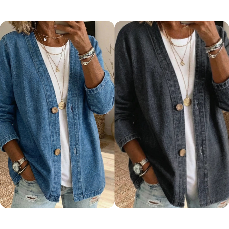 💙✨Veste en jean classique à boutons pour femme