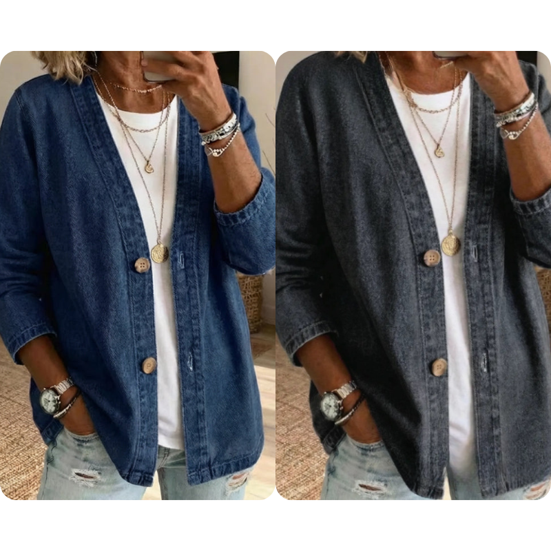 💙✨Veste en jean classique à boutons pour femme