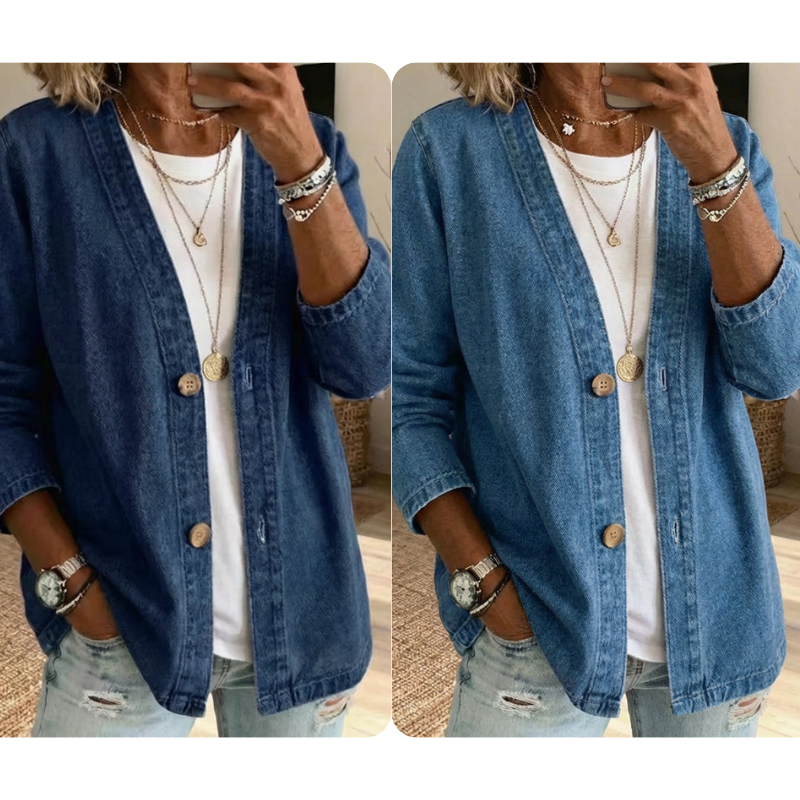💙✨Veste en jean classique à boutons pour femme