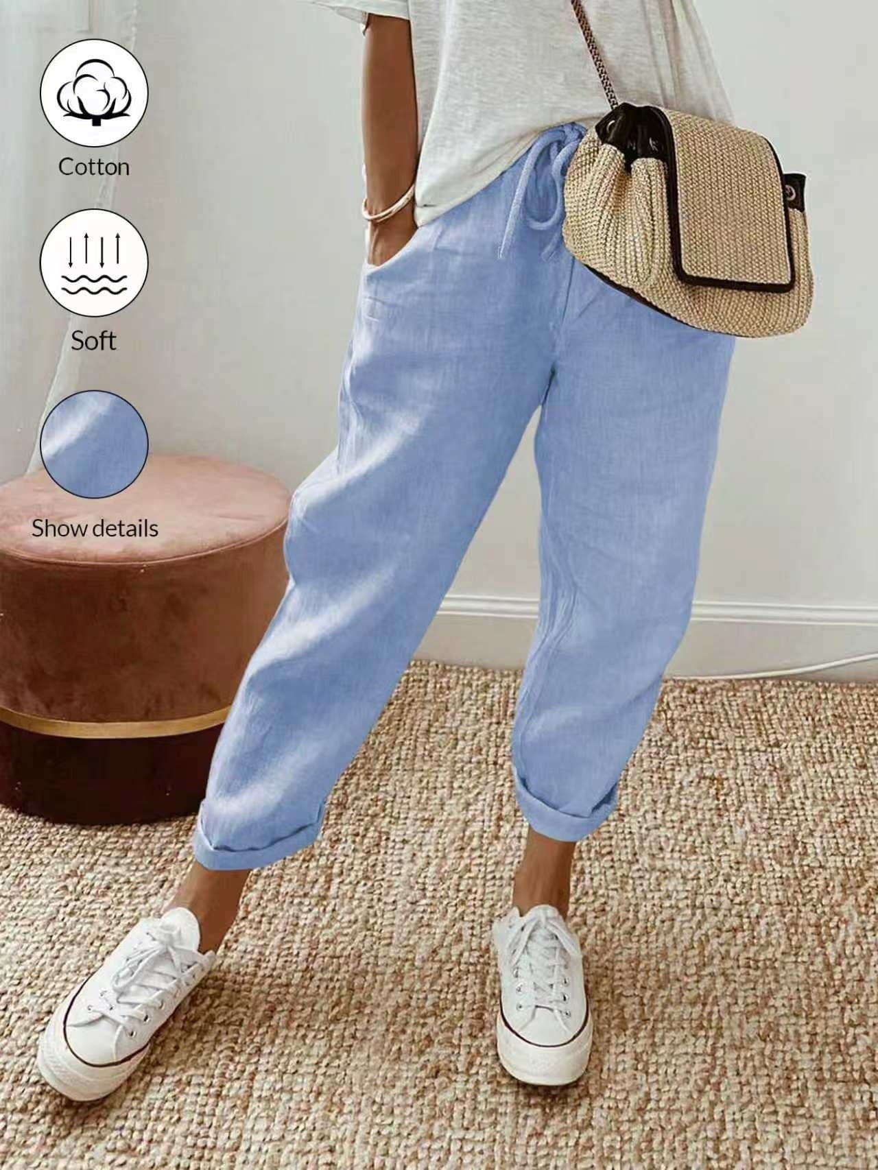 💕49% DE RÉDUCTION💕Pantalon décontracté en coton et lin pour femme