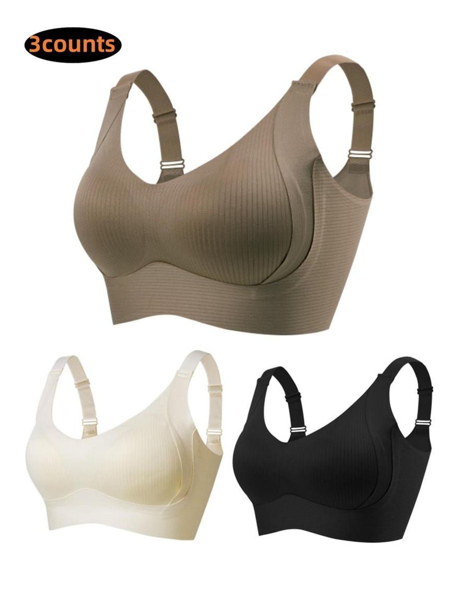 🎁Achetez 1 et obtenez 3 paquets💕Soutien-gorge push-up côtelé pour femmes, réglable et sans fil