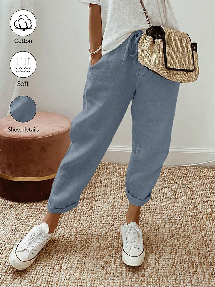 💕49% DE RÉDUCTION💕Pantalon décontracté en coton et lin pour femme