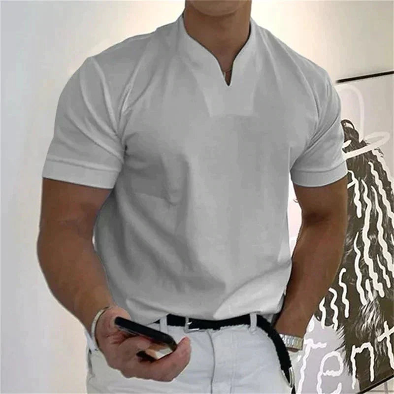 💎60% DE RÉDUCTION ! 💎 Chemise de Sport à Manches Courtes pour Hommes – Col en V, Confortable & Disponible jusqu'au 5XL 👕✨