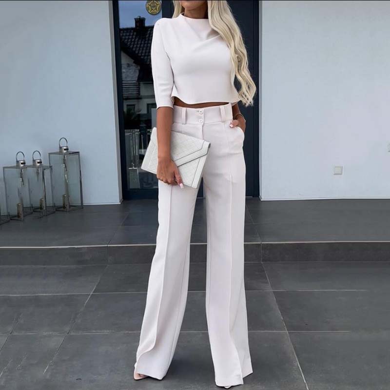 👚 Ensemble Femme Top Court & Pantalon Large – Élégant, Confortable & Tendance 👖