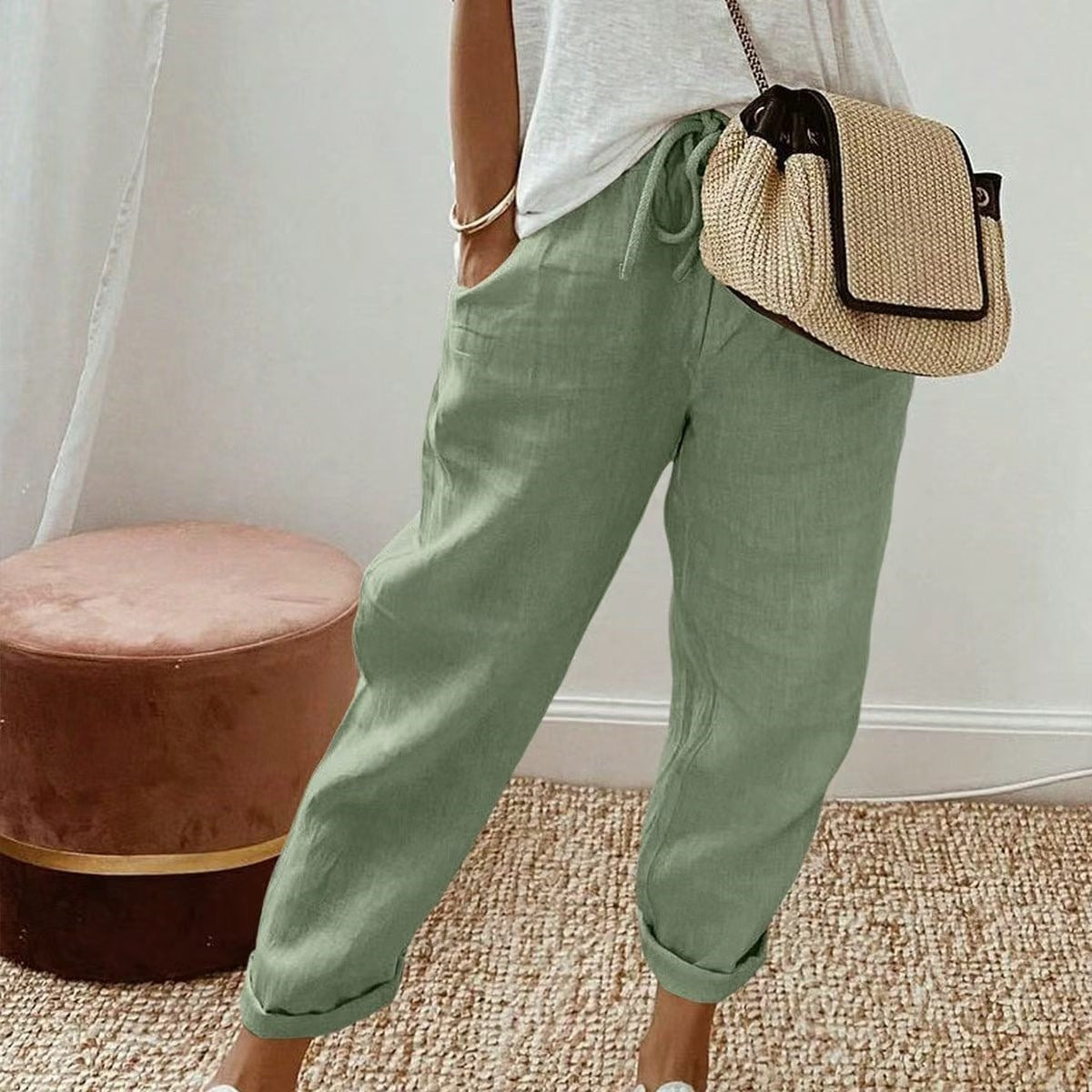 💕49% DE RÉDUCTION💕Pantalon décontracté en coton et lin pour femme
