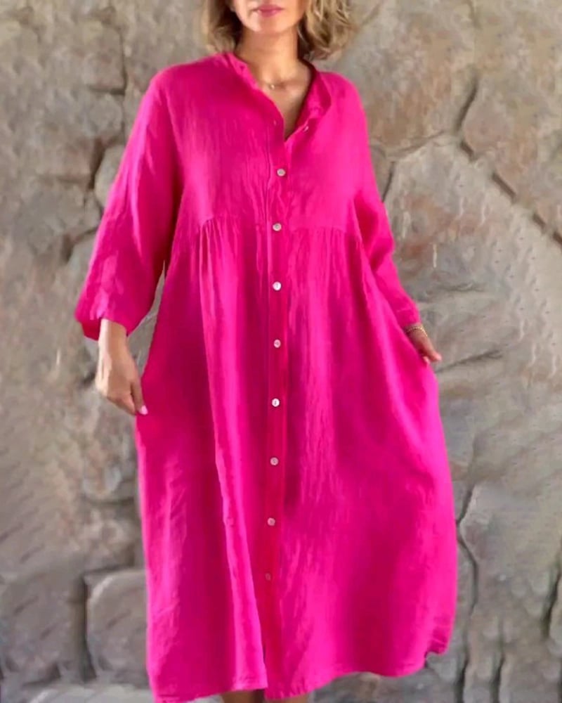 ROBE CHEMISE AMPLE EN COTON ET LIN