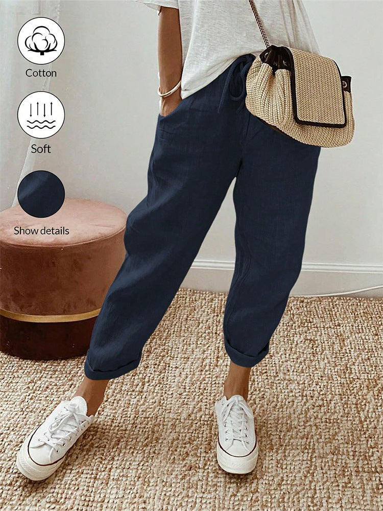 💕49% DE RÉDUCTION💕Pantalon décontracté en coton et lin pour femme