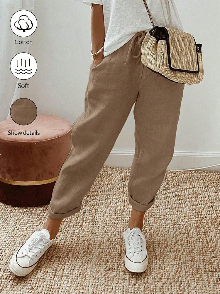💕49% DE RÉDUCTION💕Pantalon décontracté en coton et lin pour femme