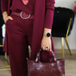 Ensemble Élégant Long Cardigan & Haut & Pantalon 3 Pièces
