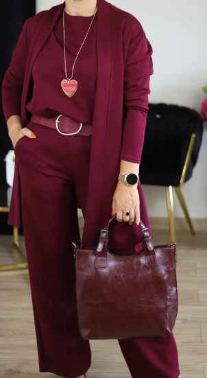 Ensemble Élégant Long Cardigan & Haut & Pantalon 3 Pièces
