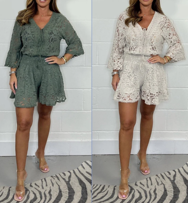 🌸 Collection Printemps 2026 | Combinaison Décontractée en Dentelle 🎁