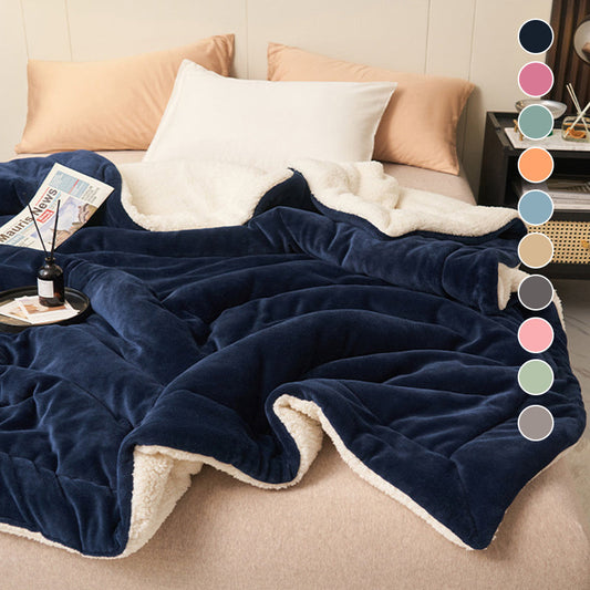❤️🔥Cadeau d'hiver🎁 Couverture en peluche d'agneau épaisse double couche