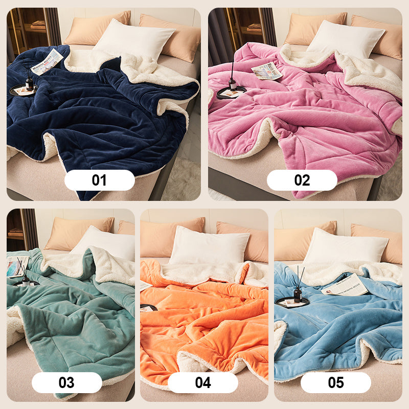 ❤️‍🔥Cadeau d'hiver🎁 Couverture en peluche d'agneau épaisse double couche