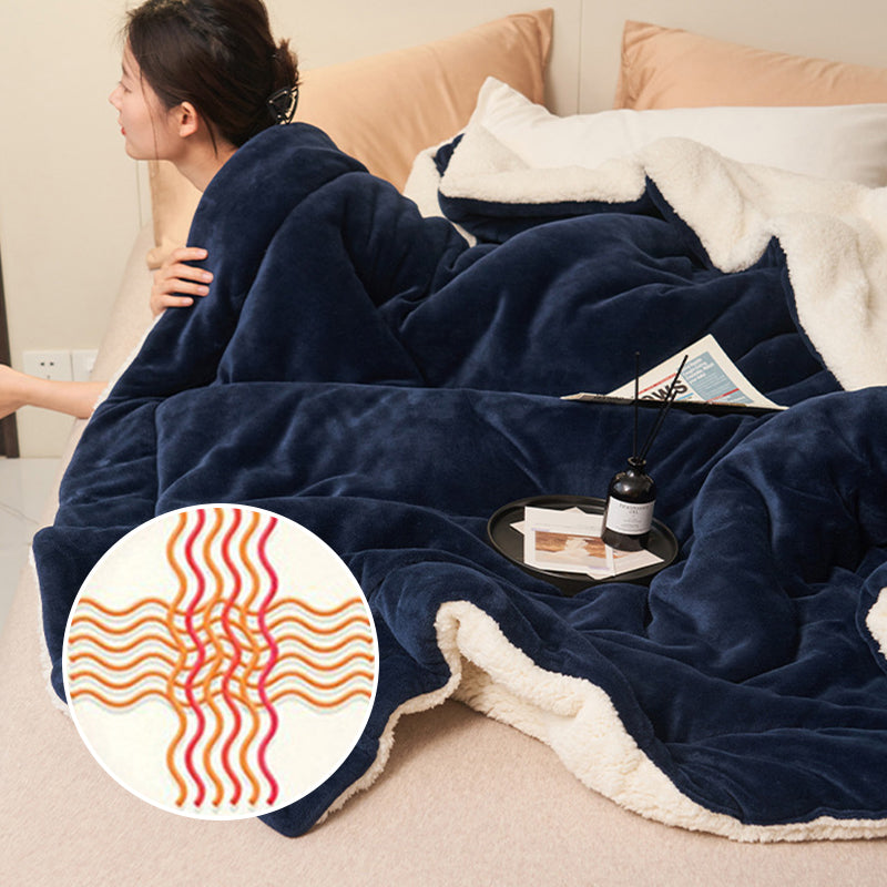 ❤️‍🔥Cadeau d'hiver🎁 Couverture en peluche d'agneau épaisse double couche