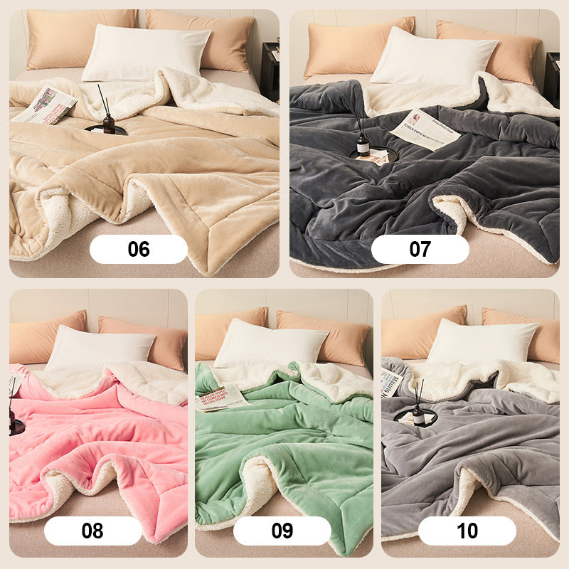 ❤️‍🔥Cadeau d'hiver🎁 Couverture en peluche d'agneau épaisse double couche