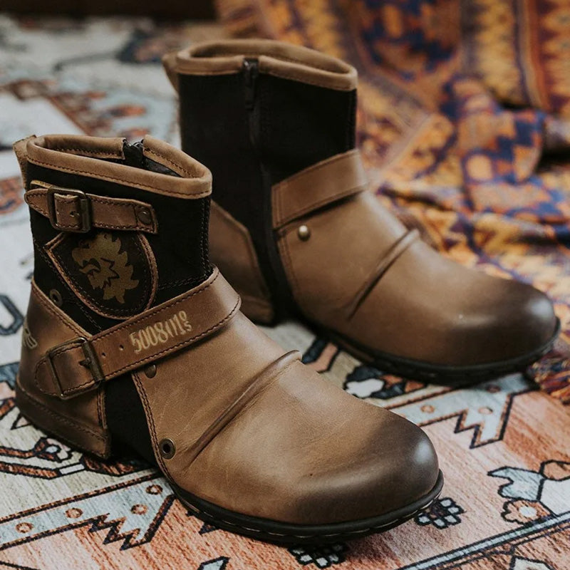 Meilleur cadeau - Bottes en cuir style cow-boy pour hommes