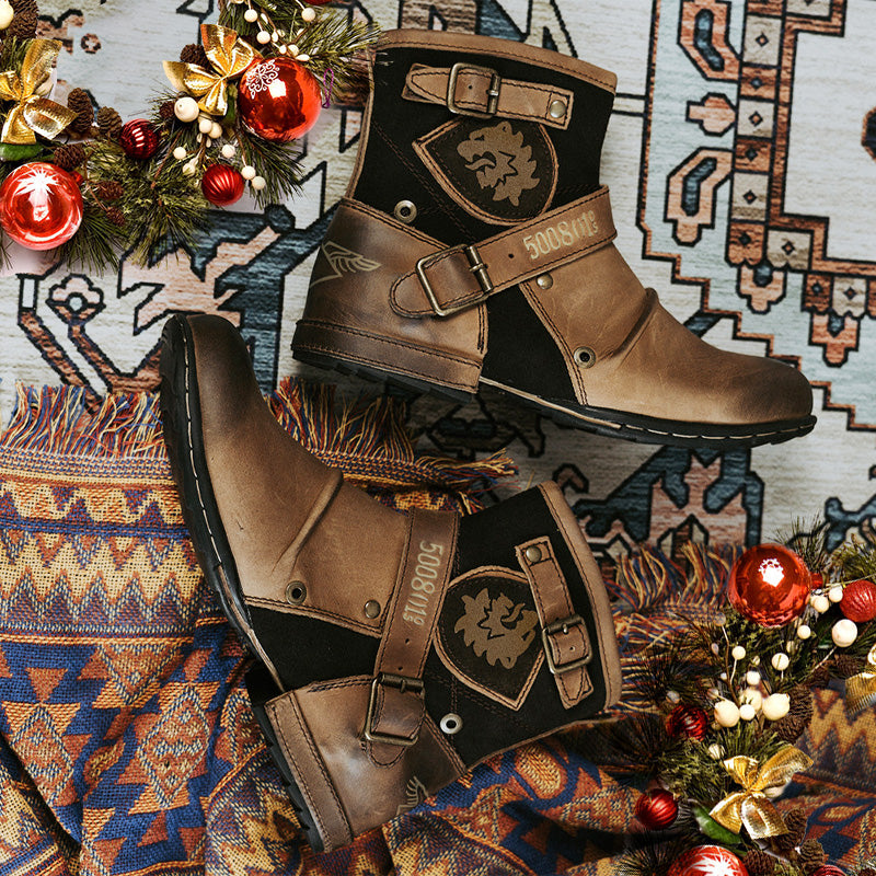 Meilleur cadeau - Bottes en cuir style cow-boy pour hommes