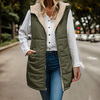 🎅⏰Christmas Pre-Sale sale 50% OFF🔥Great Gift! Women's Fall Reversible Vest Sleeveless Faux Fleece Jacket