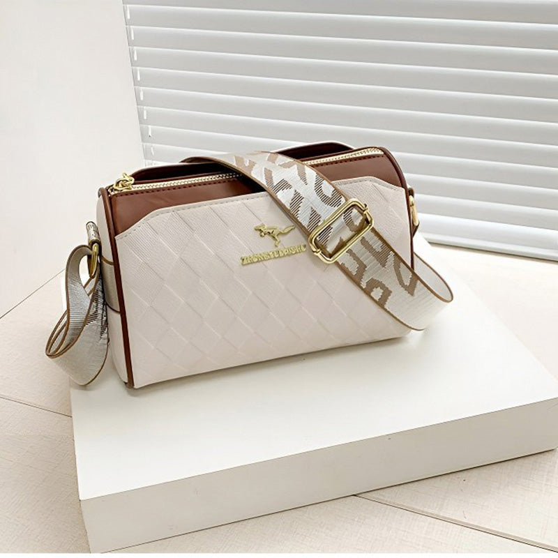 Sac à bandoulière tendance à 3 couches avec motif diamant et grande capacité