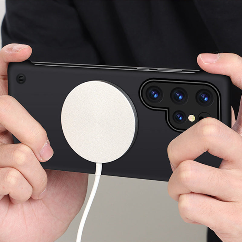 Coque de téléphone à attraction magnétique sans cadre de couleur unie ultra-mince pour Samsung