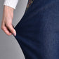 Jeans à poches latérales et taille élastiquée pour femmes