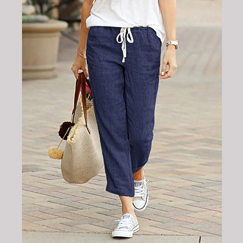 Pantalons décontractés à la cheville en lin pour femmes💐
