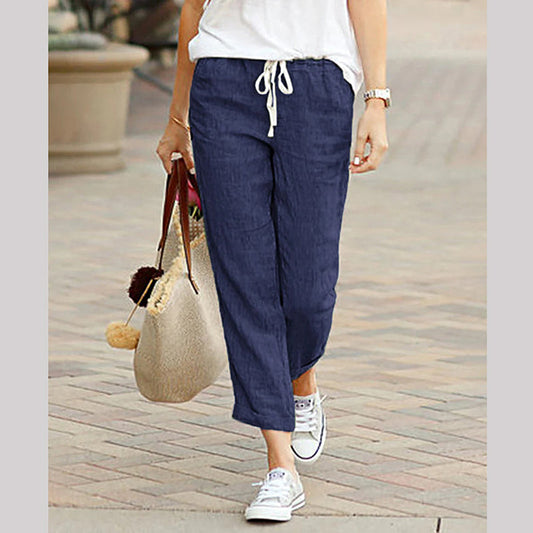 Pantalons décontractés à la cheville en lin pour femmes💐