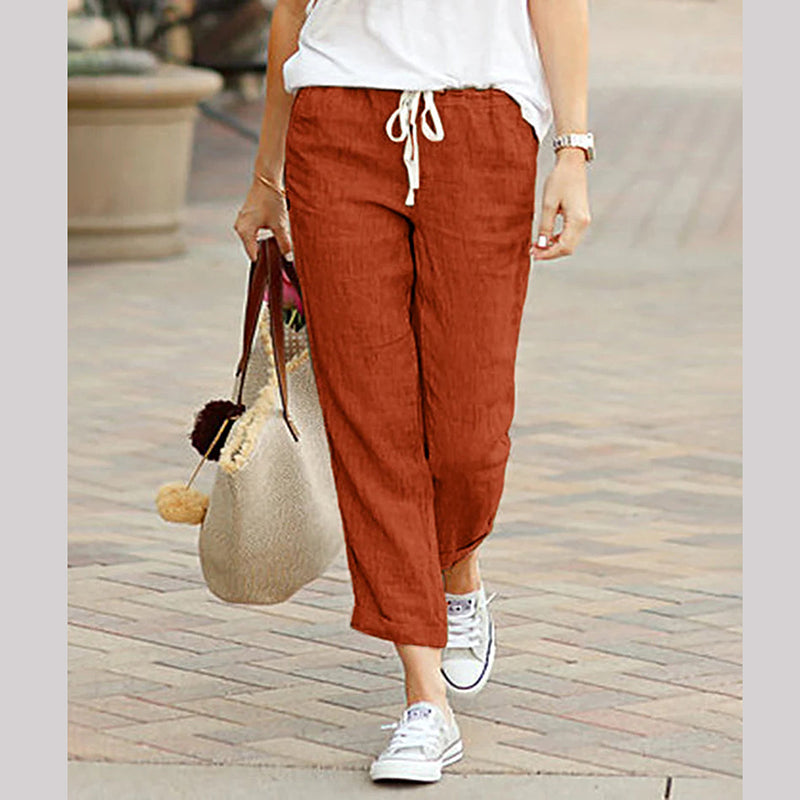 Pantalons décontractés à la cheville en lin pour femmes💐