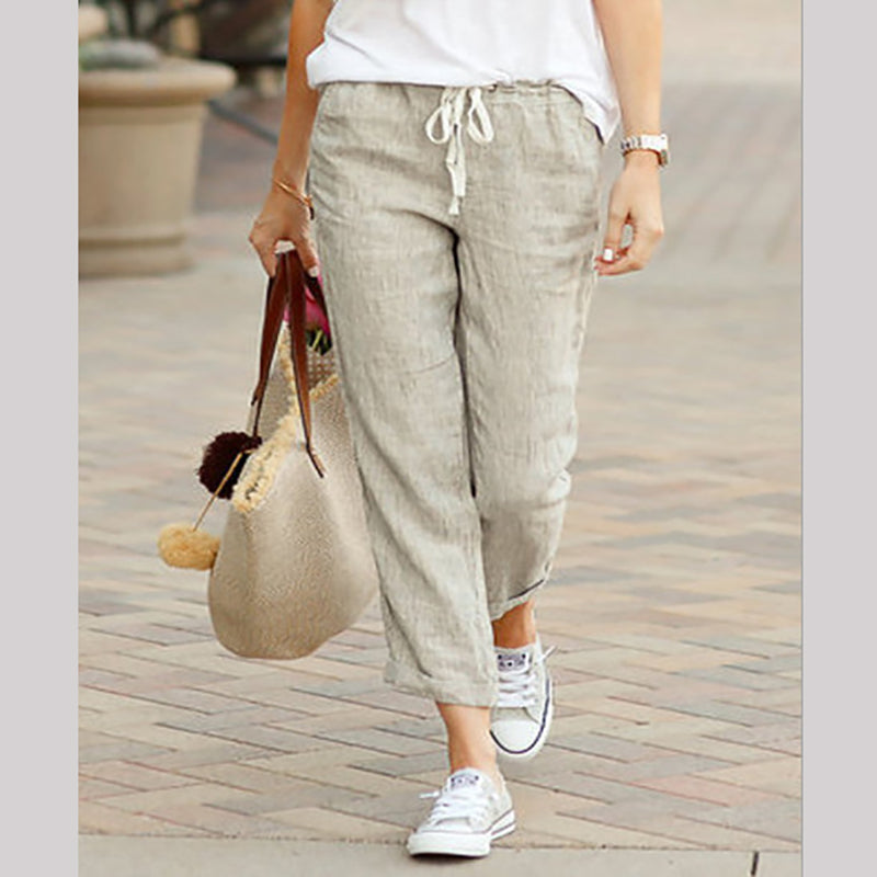 Pantalons décontractés à la cheville en lin pour femmes💐