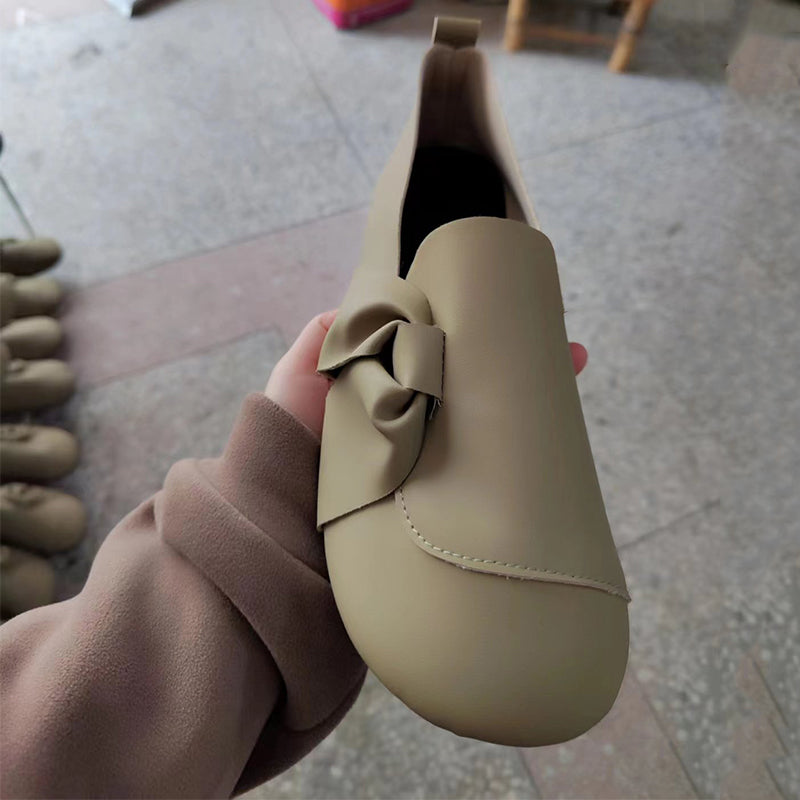 Chaussures antidérapantes à semelle souple en cuir pour femmes