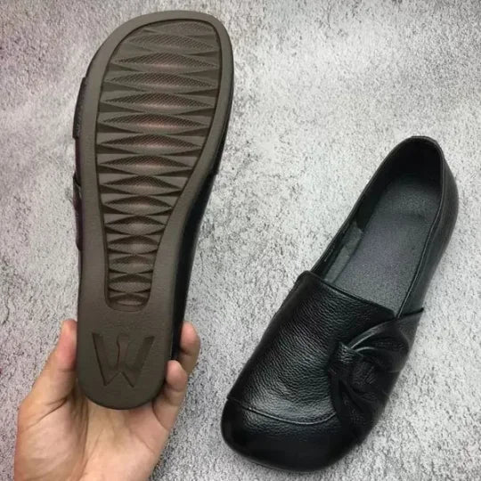 Chaussures antidérapantes à semelle souple en cuir pour femmes