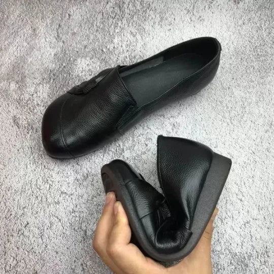 Chaussures antidérapantes à semelle souple en cuir pour femmes