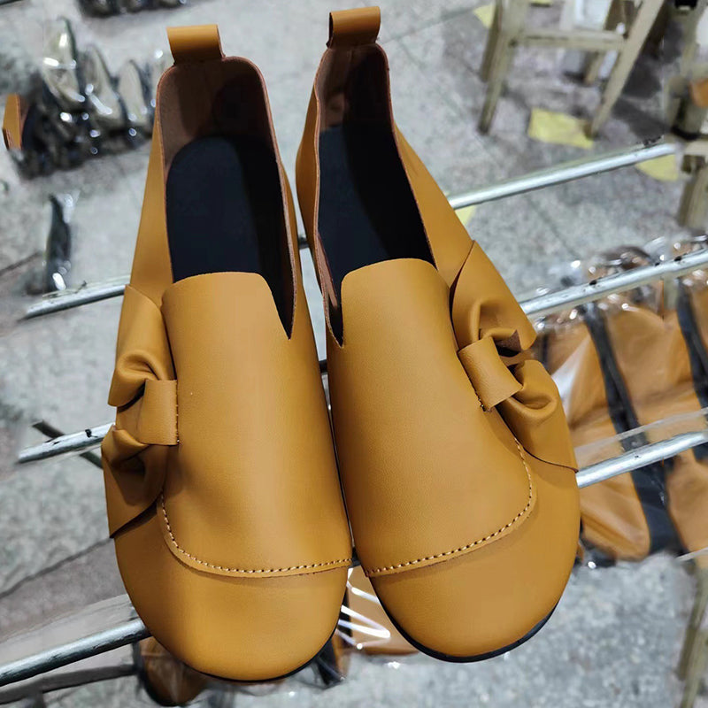 Chaussures antidérapantes à semelle souple en cuir pour femmes