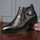 👞 Bottines en cuir avec fermeture éclair double face et extrémités pointues pour hommes