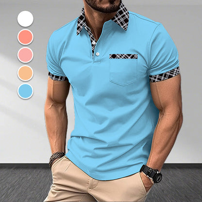 Chemise d'été à revers et blocage des couleurs pour hommes