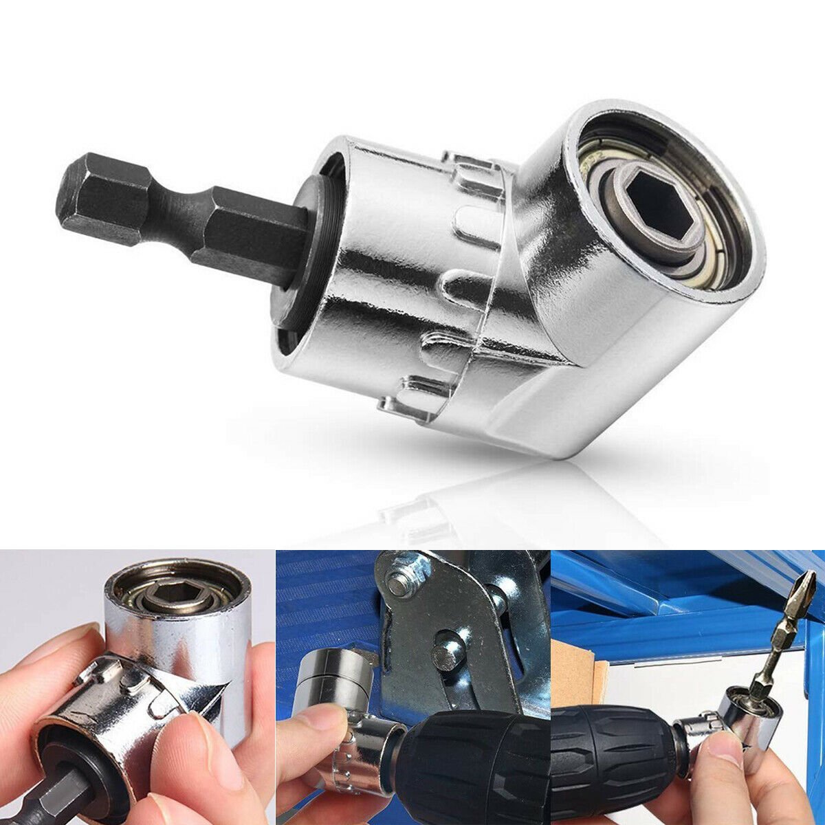 Adaptateur Angle Droit 105° Pour Perceuse Et Visseuse - Kit Avec Embouts Magnétiques Et Poignée Réglable
