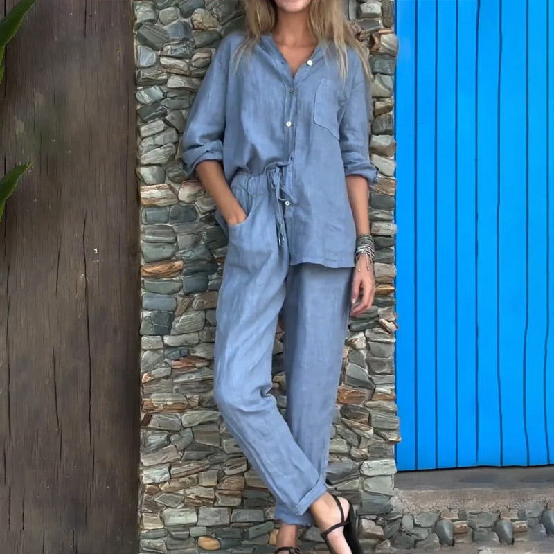 60%OFF Ensemble 2 pièces pour femmes - Chemise et pantalon oversize🌈