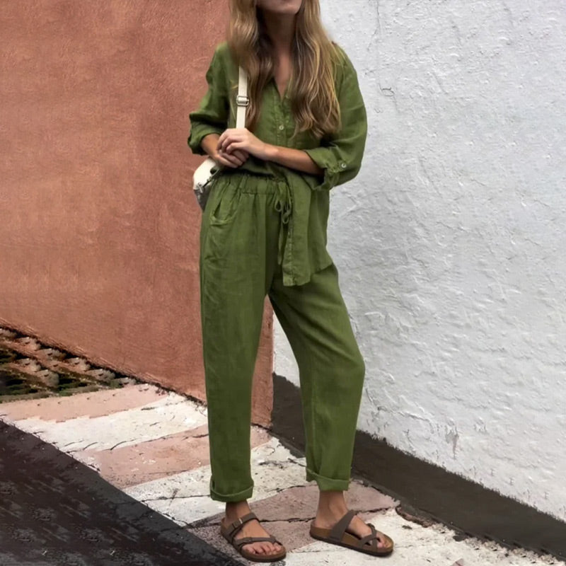 60%OFF Ensemble 2 pièces pour femmes - Chemise et pantalon oversize🌈