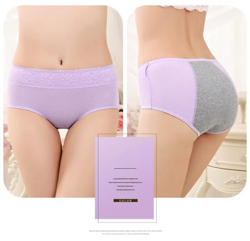 Culottes anti-fuites menstruelles en coton ultra doux à taille haute pour femmes