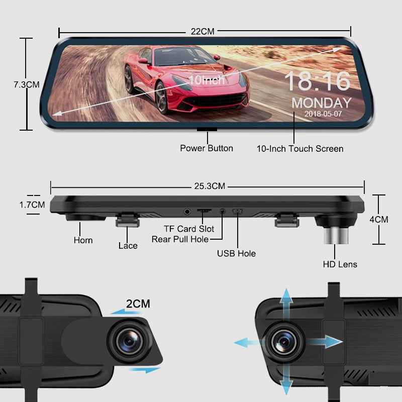 🔥Vente chaude 50％🔥Enregistreur de voiture multifonction à écran tactile 10" HD ✈ Livraison gratuite🔥