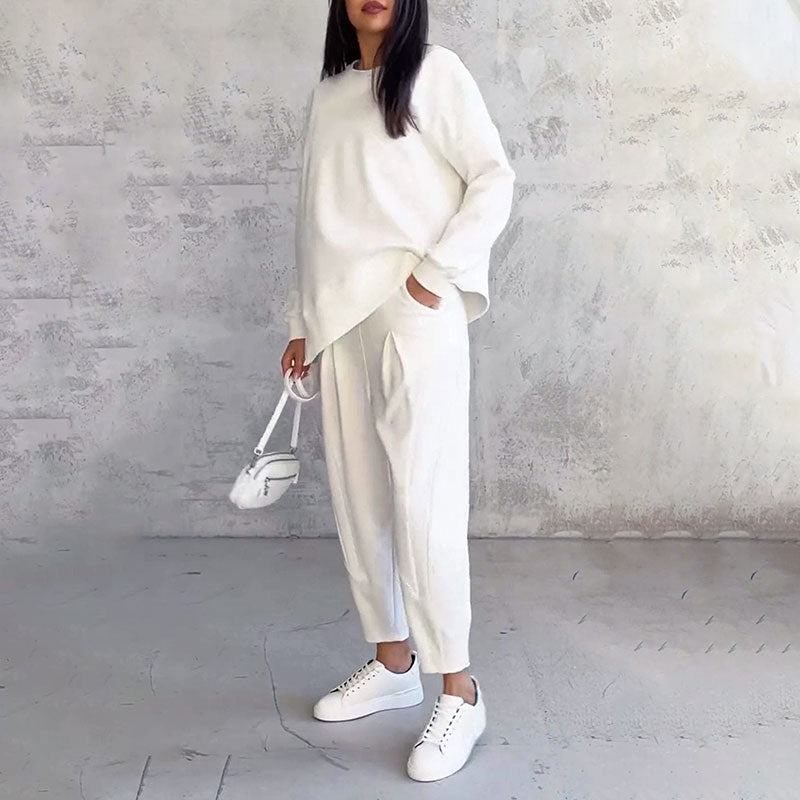Ensemble 2 pièces haut à manches longues et pantalon à col rond✨