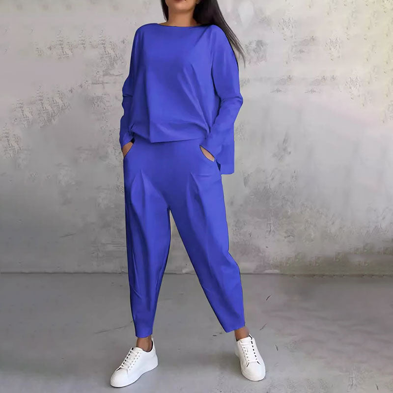 Ensemble 2 pièces haut à manches longues et pantalon à col rond✨