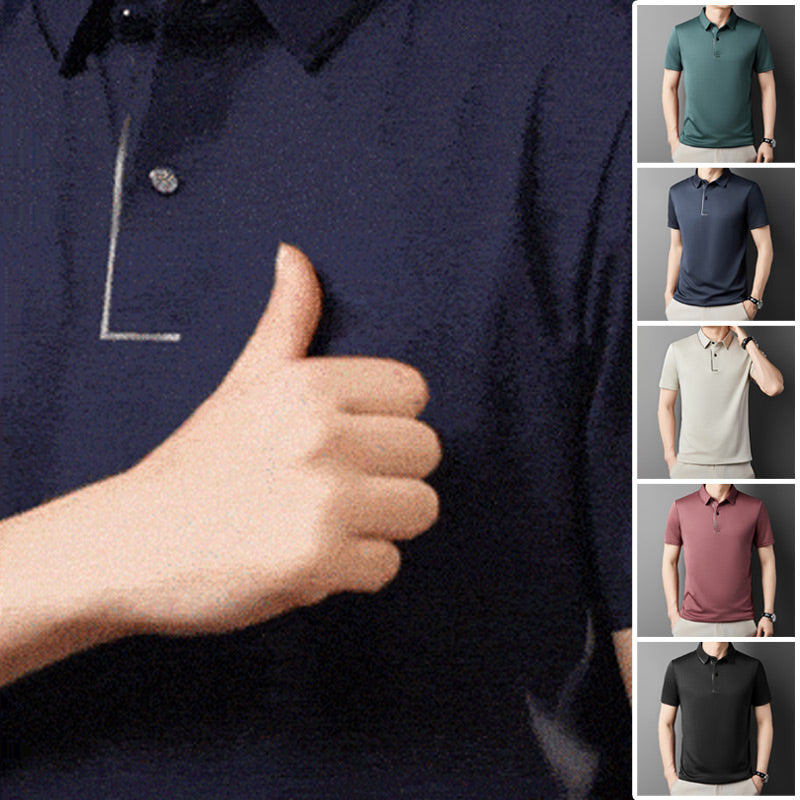 Déstockage d'été -👔Chemise d'affaires décontractée à revers en soie glacée pour hommes